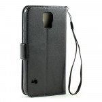 Wholesale Samsung Galaxy S5 Premium Flip Leather Wallet Case w Stand (Black)